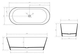 Ванна из искусственного камня ABBER Stein AS9622 165x70см белый матовый